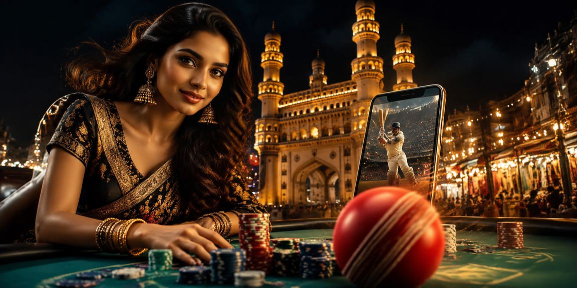 Hyderabad Charminar area with night market and cricket betting