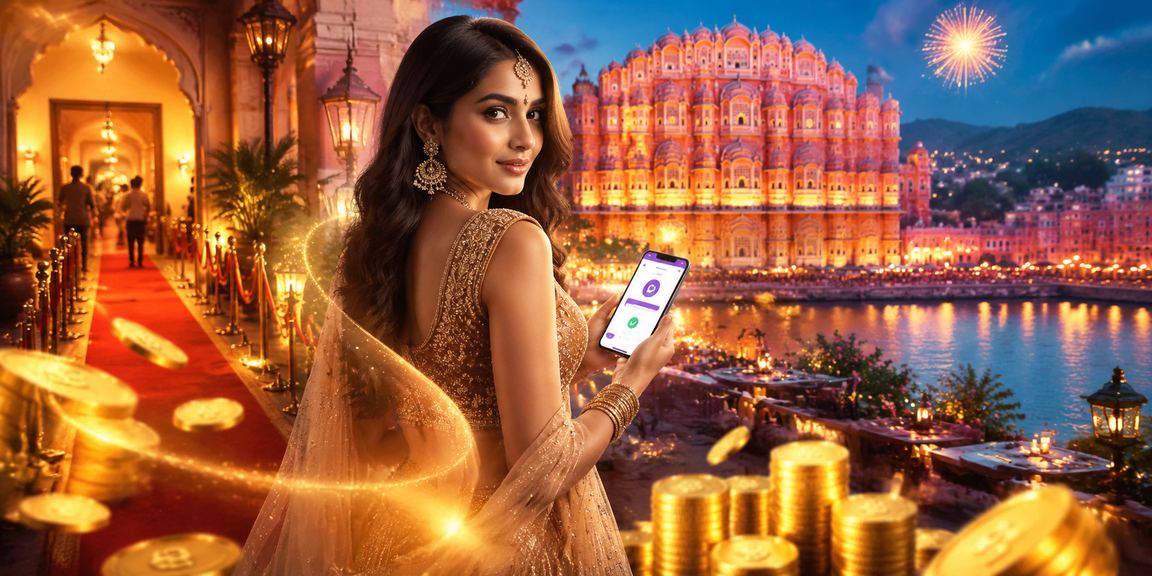 Young Indian woman using mobile payment app in Jaipur