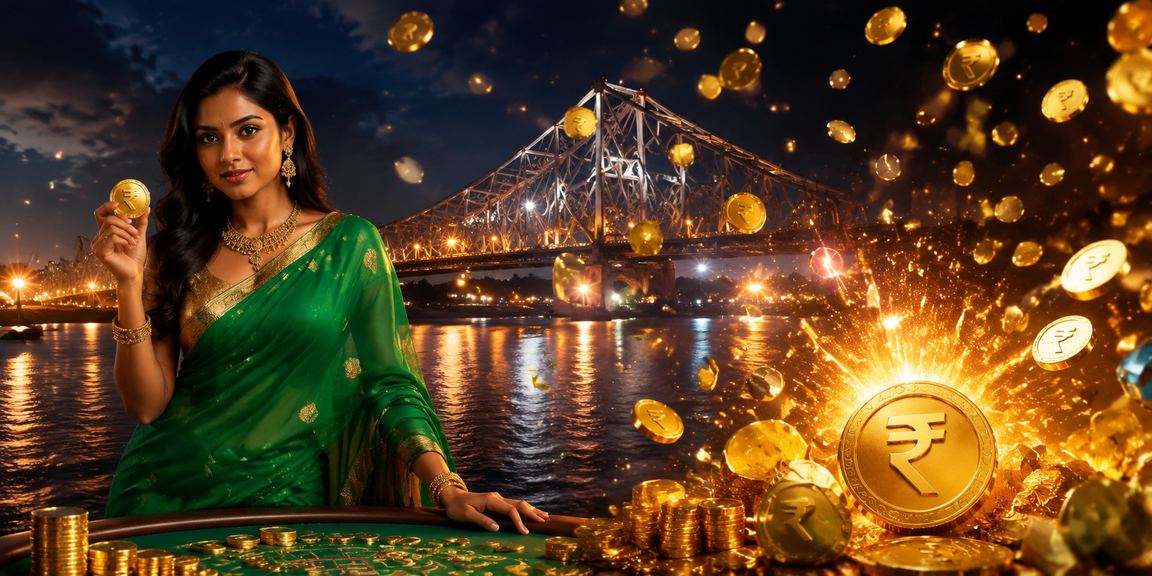 Kolkata Howrah Bridge with casino and betting theme